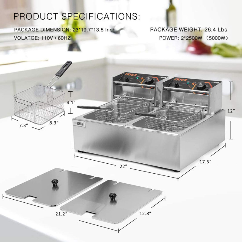 Friteuse commerciale 20,7 pte 2 paniers Commercial