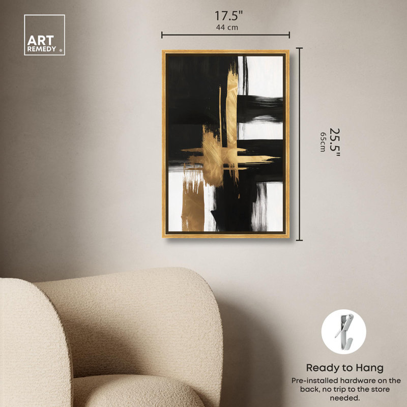 Golden Contrast I Canvas Gold Leaf Wall Art by Art Remedy, Gold Framed, 25" H x 17" W