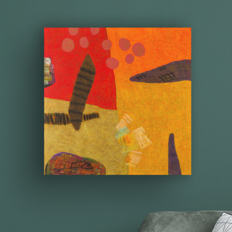 «Conversations in the Abstract 29» par Downs - peinture sur toile tendue, H 14 po x l 14 po x P 2 po