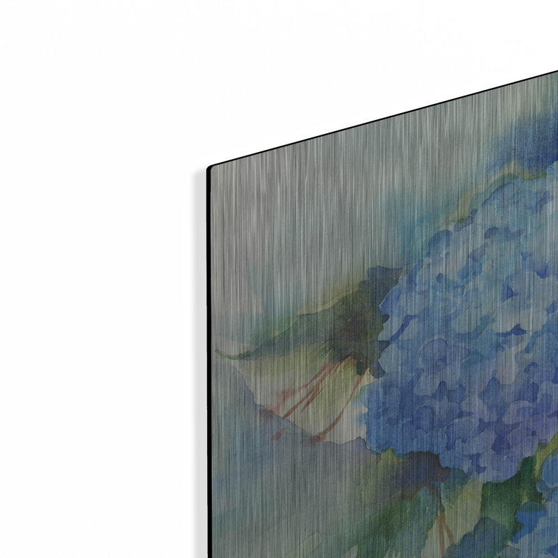 «Sky Blue Hydrangea» par Paul Brent, art mural en métal, 24 po x 16 po, H 24 po x l 36 po