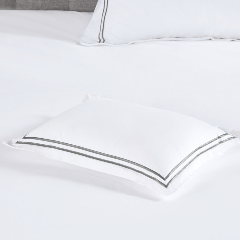 Édredon double / grand avec housse de couette en coton 500Tc et housse de couette à fermeture à glissière 500 fils, gris et blanc