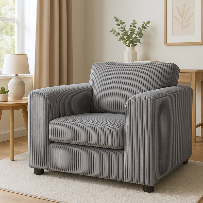 Upholstered Armchair, Grey