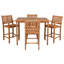 Ensemble bistro en teck avec table rectangulaire et tabourets de bar avec accoudoirs Abacho-109481171-109481174
