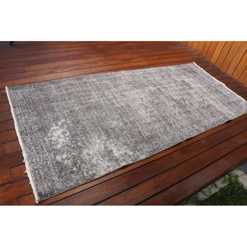Handwoven Vintage Turkish Rug In Soft Grey Ideal For Home Or Office Spaces