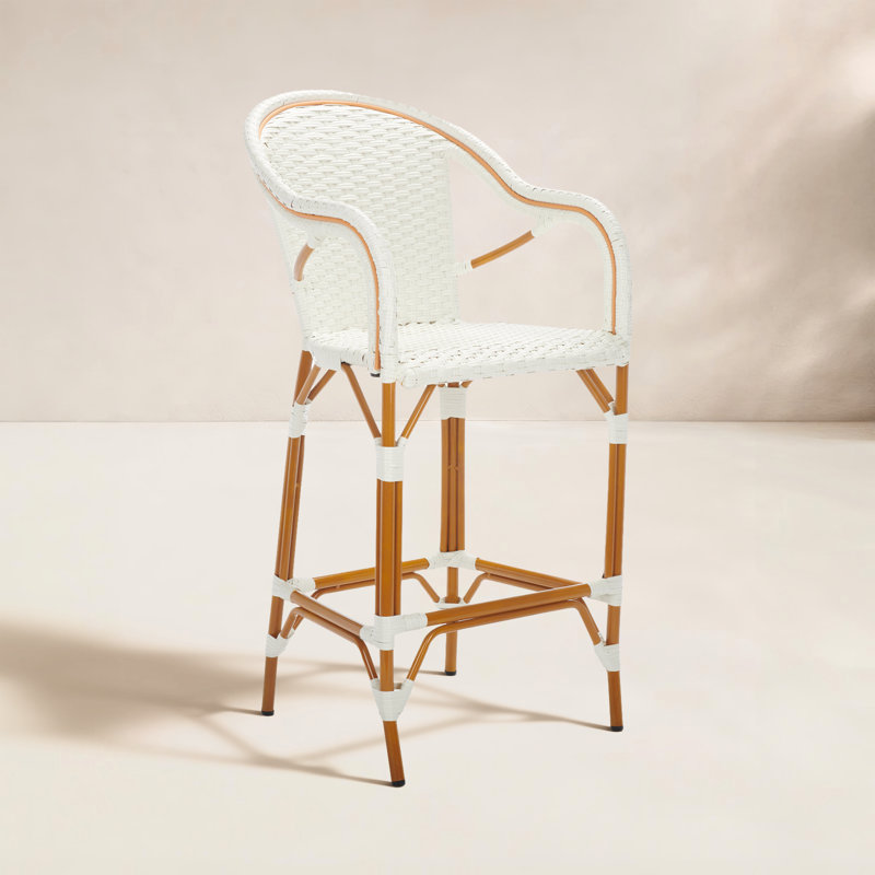 Tabouret de bar Popplewell, Blanc, 29.5" H x 22.5" W x 25.5" D