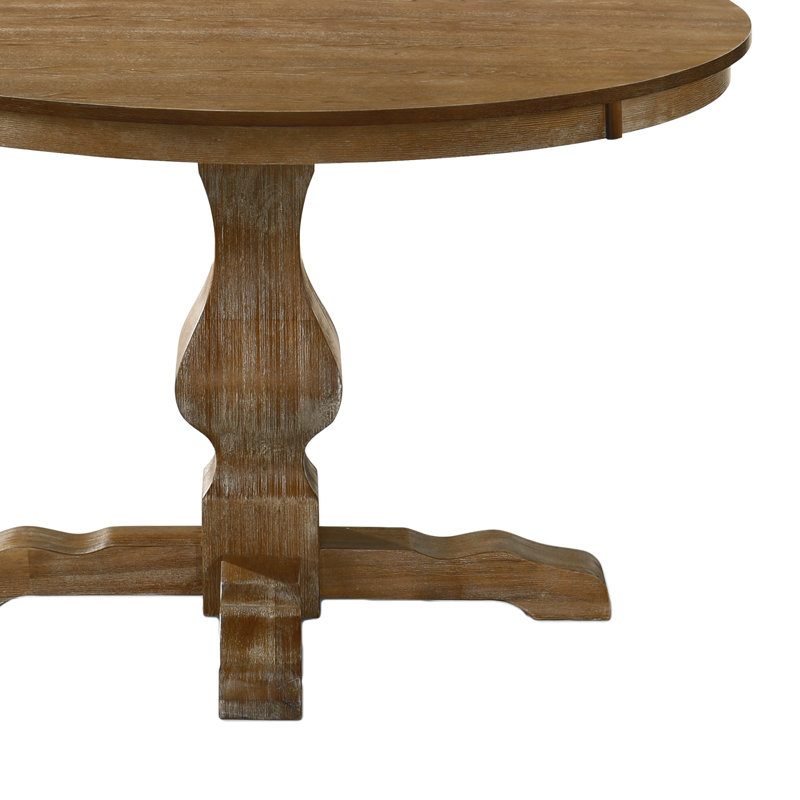 Ailla Round Solid Wood Base Dining Table, Brown