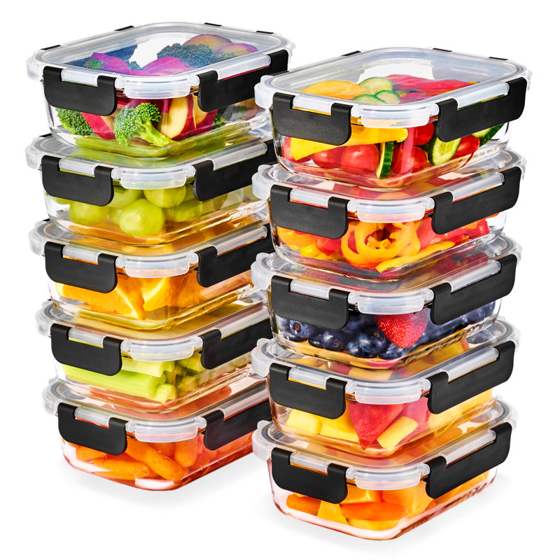  Contenants de préparation de repas en verre avec couvercles hermétiques