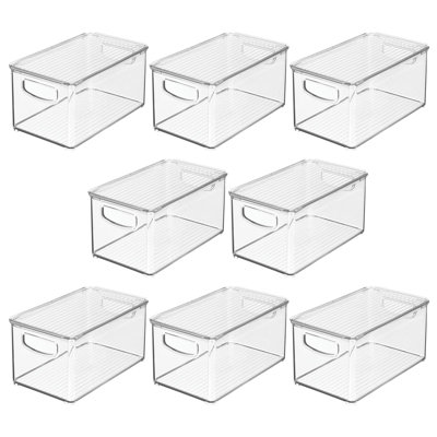mDesign Plastic Storage Bin Box Container, Lid and Handles