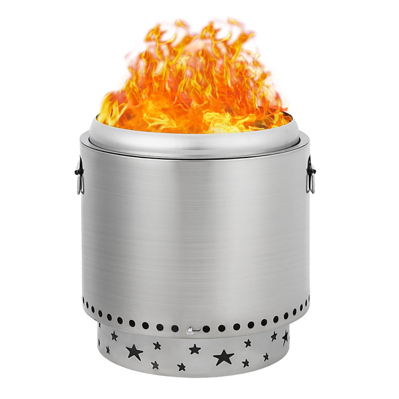 Foyer d'extérieur au feu de bois avec cendrier amovible et poignée, H 16 po x l 16,50 po x P 16,50 po