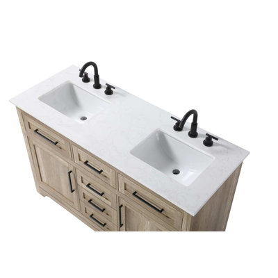 Meuble-lavabo double 54 po en chêne naturel