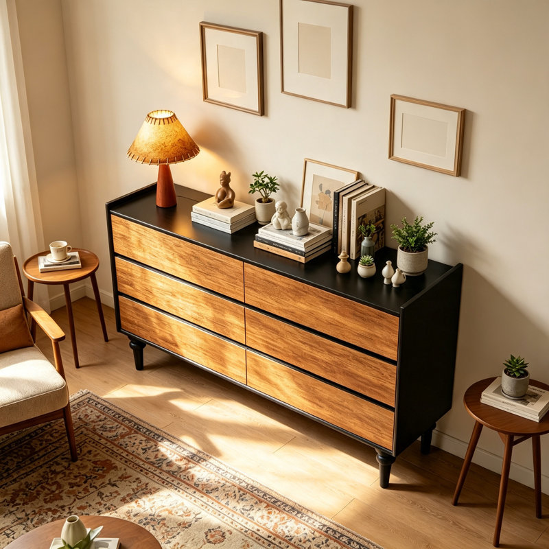 Console Mid-Century, 37.4" H x 39.4" W x 15.7" D