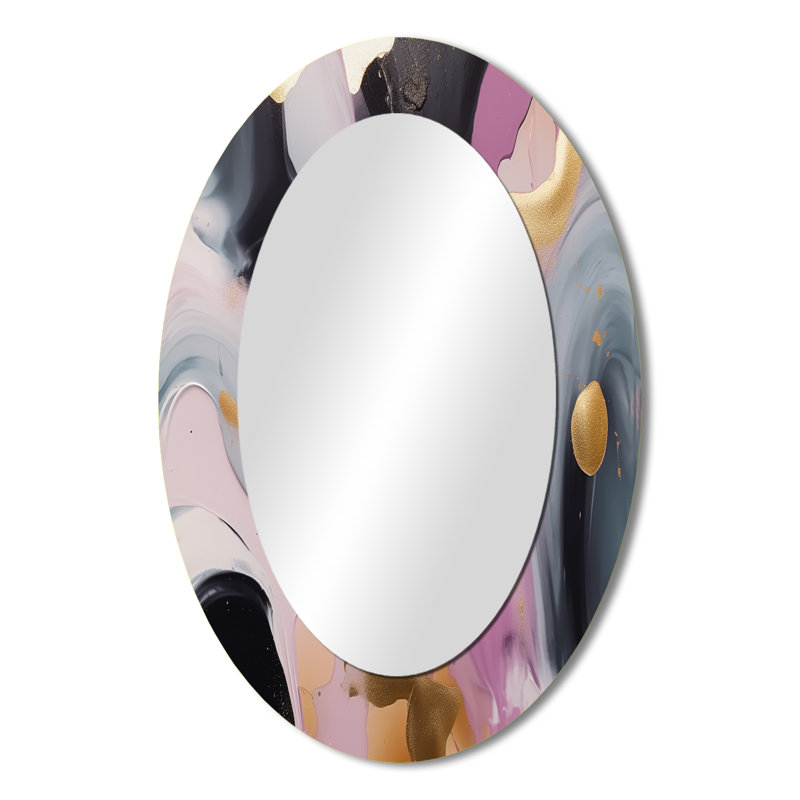 Symphonie de marbre rose et doré - miroir ovale rose, 36 po x 24 po