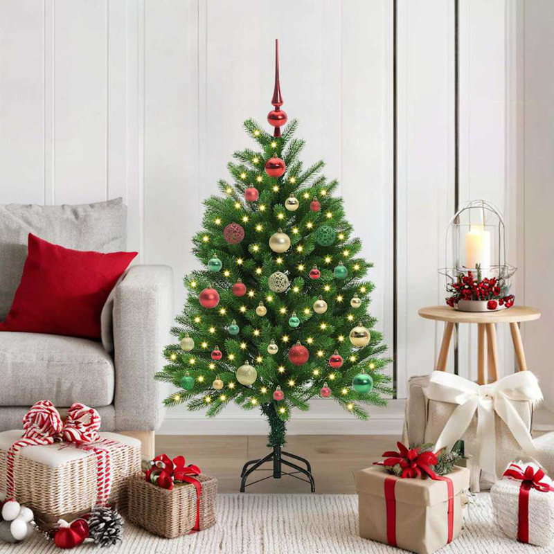 Christmas Tree with 150 LEDs with Stand 120 cm PE, Red/Green/Gold