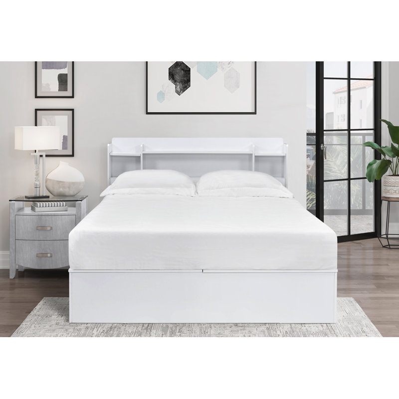 McKenzie White Queen Bed with Bookcase Headboard