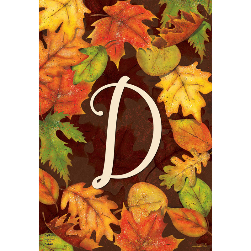 Fall Leaves Monogram Letter D Garden Flag