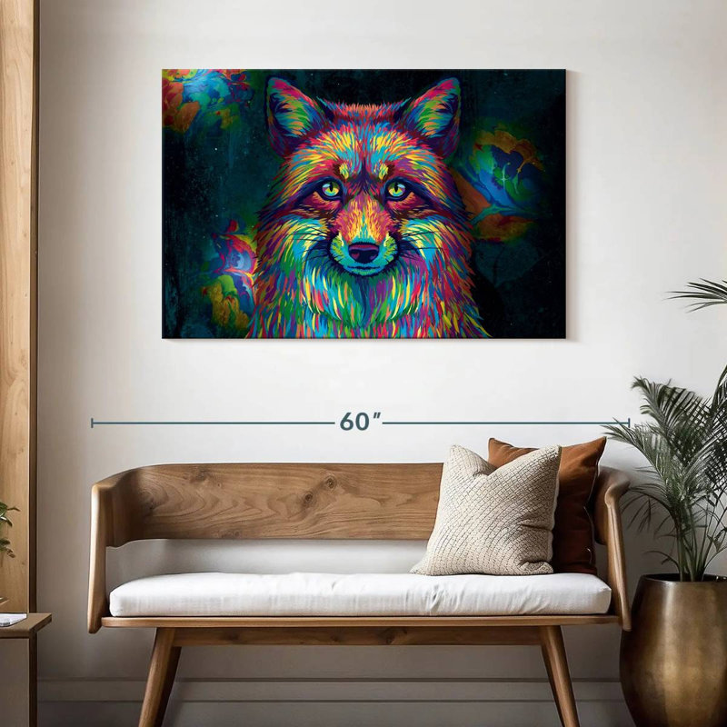 Brampt Rainbow Colored Fox, 30" H x 45" W