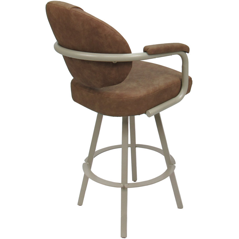 Tabouret de comptoir pivotant en métal Lavenia - base Warren, Vinyle brun / cadre beige