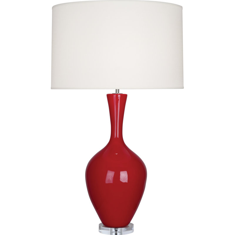 Audrey Ruby Red Ceramic Table Lamp with Acrylic Base