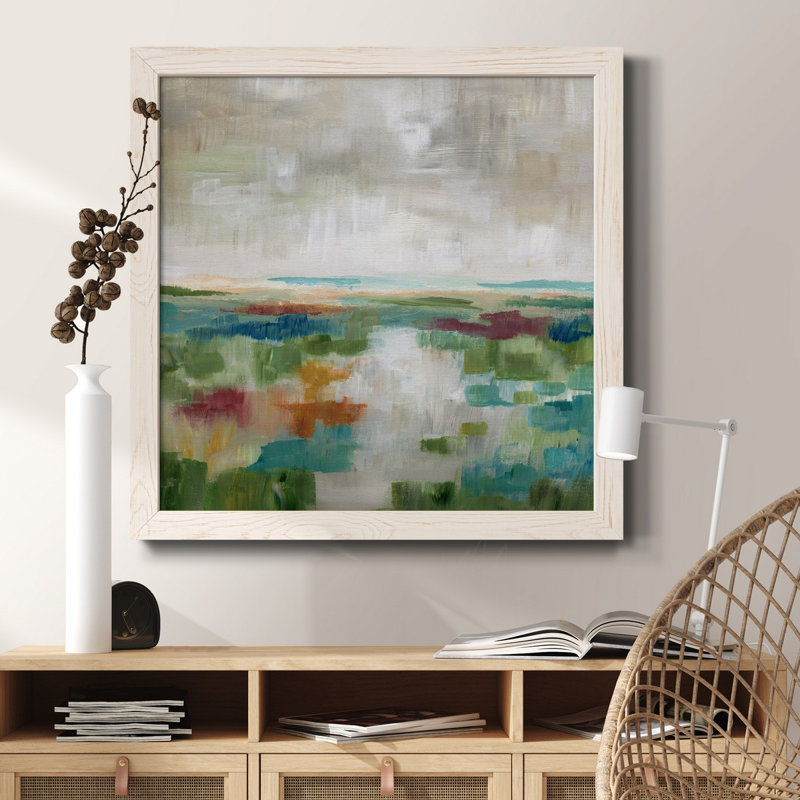 «Spring Wood I», peinture sur toile encadrée, Cadre blanc, H 17 po x l 17 po x P 1,5 po
