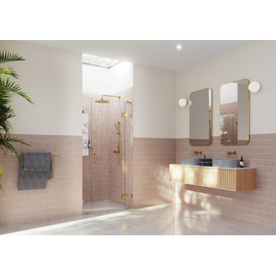 Stellar 36.25 in. W x 78 in. H Fully Frameless 3 Panel Inline Glass Hinged Shower Enclosure