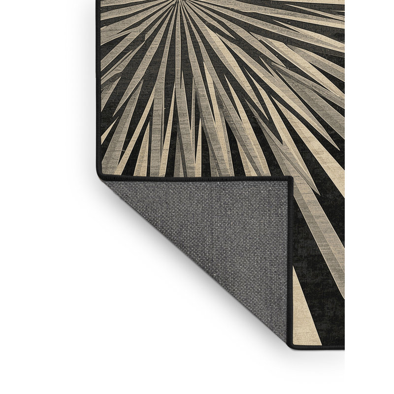 Tapis doux et moelleux à motif étincelant et luxueux brun - reliure noire, 6 X 9
