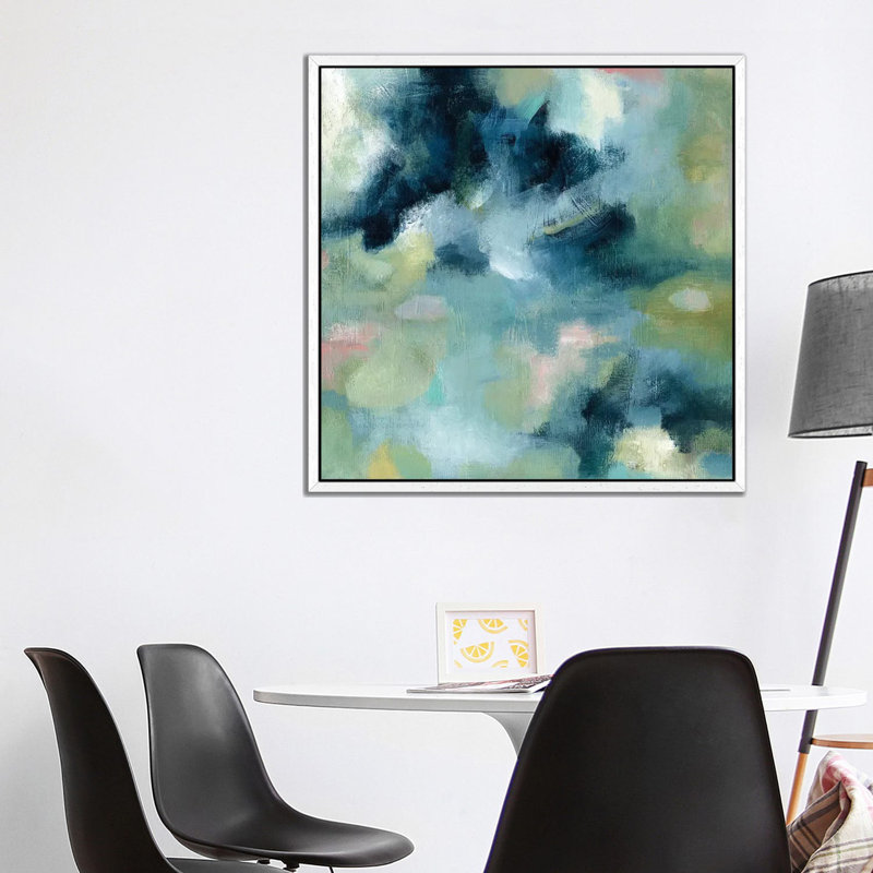 Water Garden 1 Piece Painting on Canvas, 93.98 cm H x 93.98 cm W, White Framed Canvas
