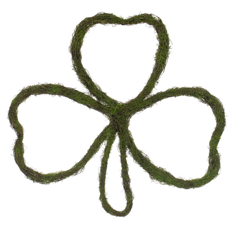 Vickerman 24"H x 24"W Shamrock Outline Wreath. Made of natural twigs with a hint of artificial moss.