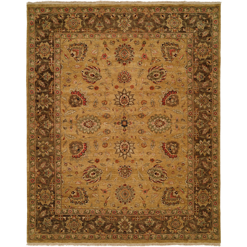 Wool Oriental Area Rug in Brown, Runner 2'6" x 12'