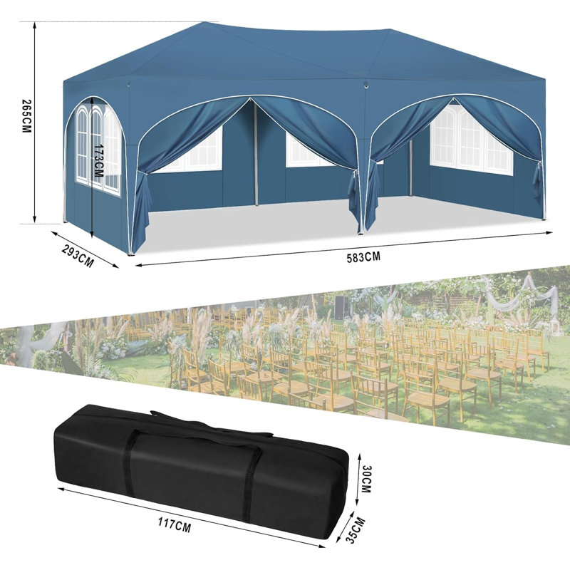 Breyawna 5.83 x 2.93m Metal Party Tent, Blue
