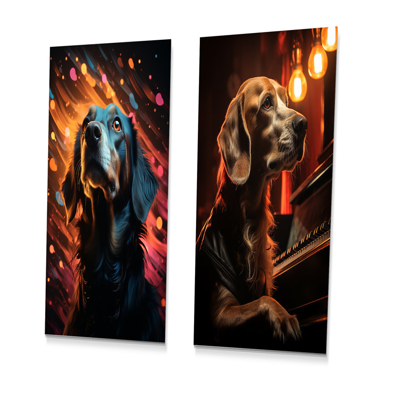 Popart Saluki - ensemble d'art mural en métal 2 pièces, H 28 po x l 24 po