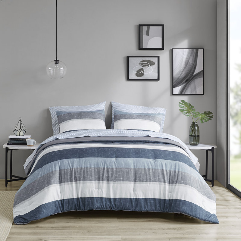 Striped Comforter Set With Bed Sheets, Full Sheet Set
