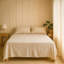 Ensemble de draps 4 pièces en mousseline de coton blanc et beige-115101395-115101394