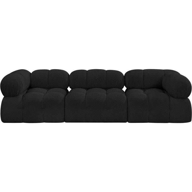 Ames Upholstered Sofa, Black Boucle Fabric, 1 Armless, 2 Corner