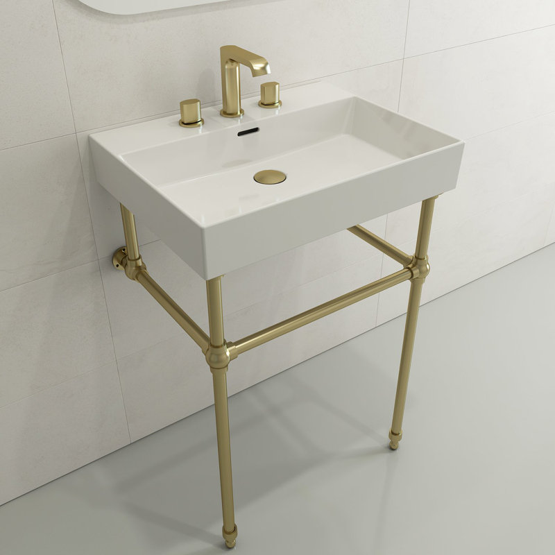 Milano 23.82'' L Bathroom Sink, White, 8" Widespread