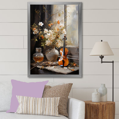 «Music And Flower Still Life», reproduction d'art sur toile
