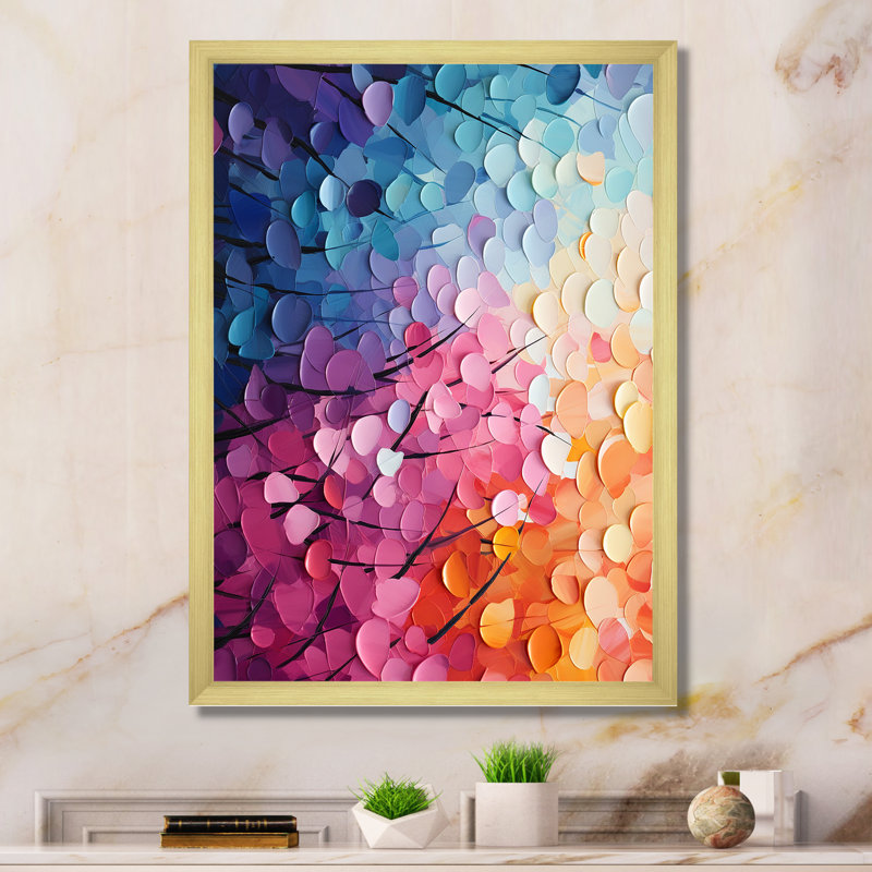 Rainbow Reverie Collages IV - Abstract Collages, art mural, H 32 po x l 24 po x P 1 po, Encadrement doré