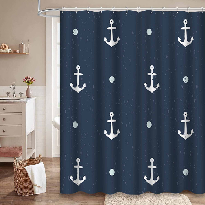 Rideau de douche rétro avec 12 crochets, L 72 po x l 72 po