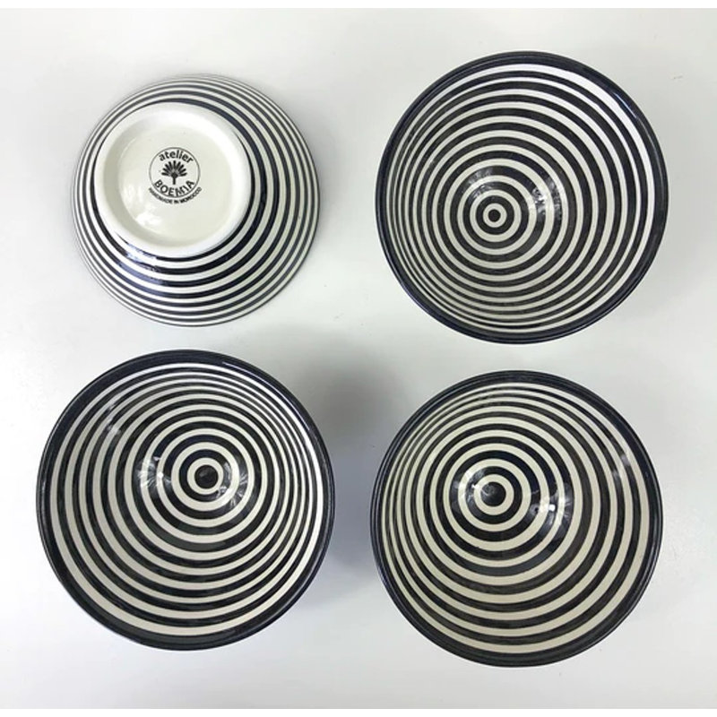 BULLSEYE SALAD BOWL SET OF 4, Black