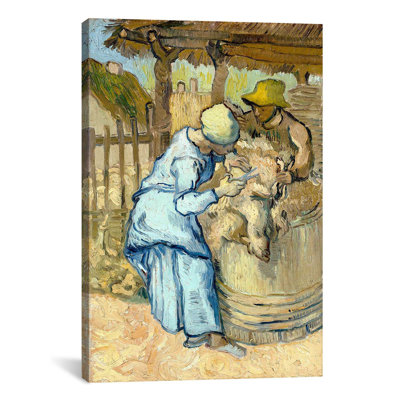 « the moutons-shearer (after millet) » par vincent van gogh, reproduction d’art sur toile tendue