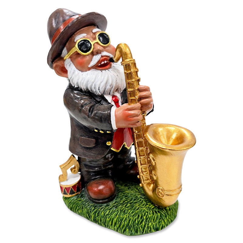 Statue de jardin Jnzy Gnome, Figurine naine jouant de la musique 8 "