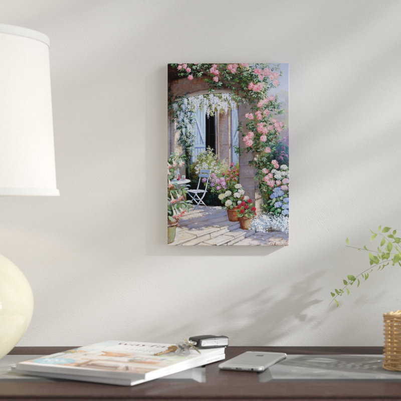 « fleur invitation », reproduction sur toile, H 26 po x l 18 po x P 1,5 po, Toile avec cadre noir, Pas de tapis