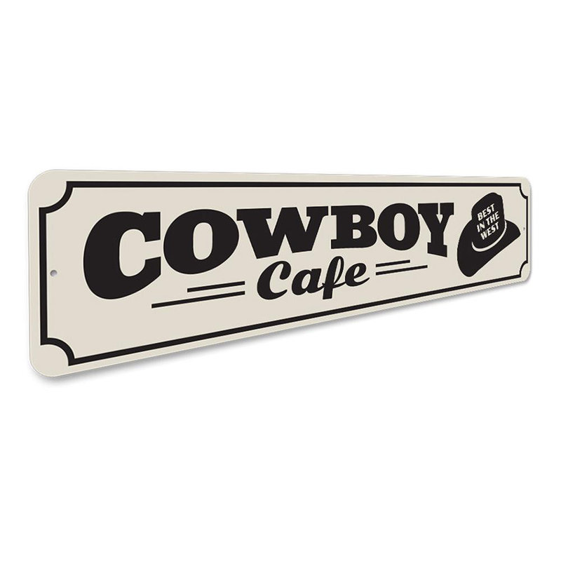 Enseigne en aluminium Cowboy Cafe, H 6 po x l 24 po x P 0,06 po