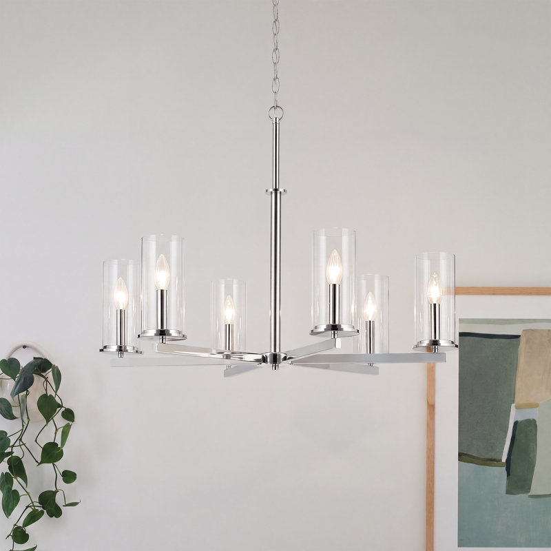 Lustre 6 lumières 21,75 "21,75", Chrome