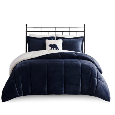 Navy+ To Comforter - Full/Queen, , Down Alternative Fill, 2 Shams & Pillow , Fill 1 Decorative