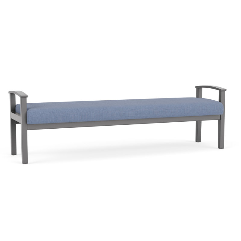 Banc en bois massif Amherst, Étain, Chambray bleu marine clair