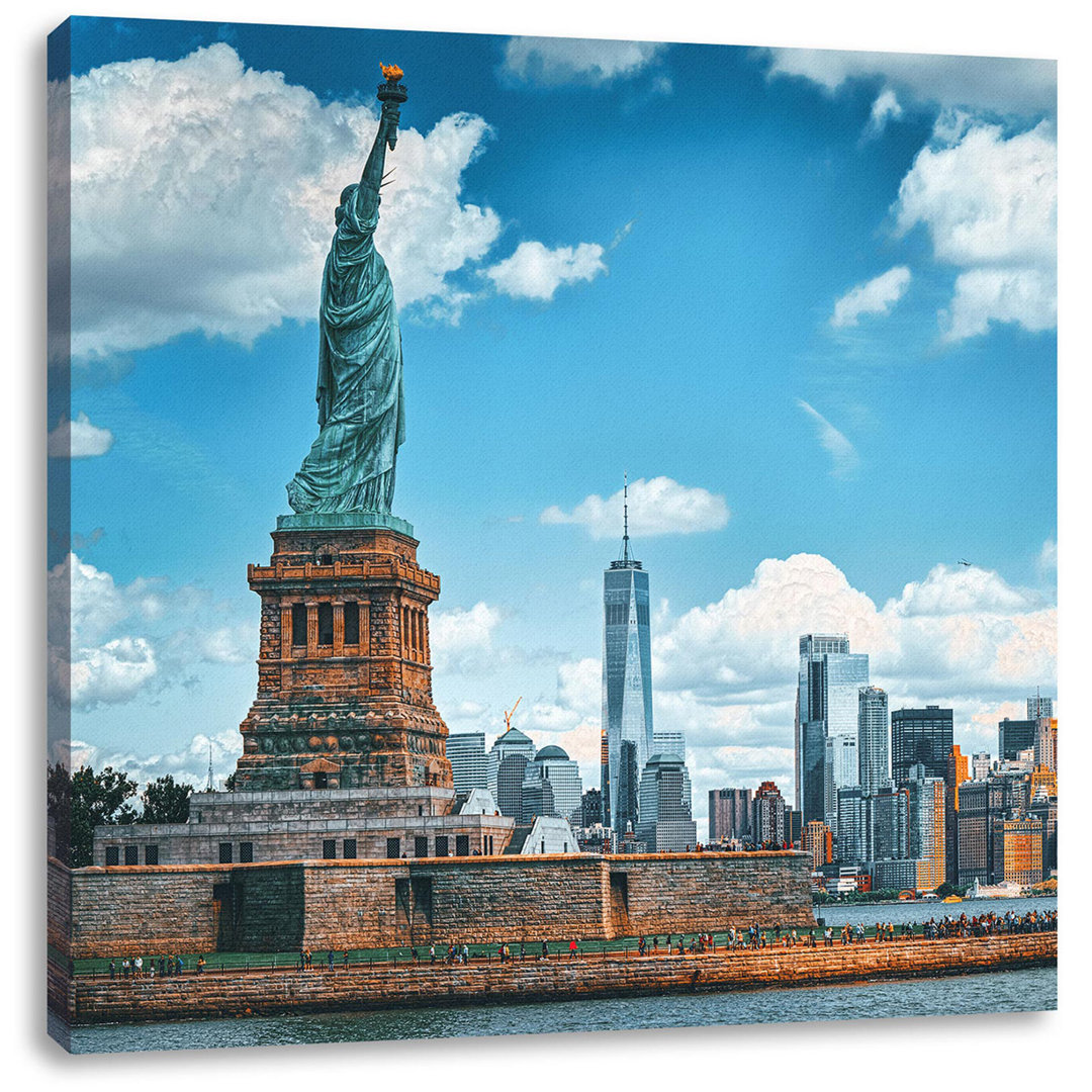 Leinwandbild Freiheitsstatue mit New Yorker Skyline