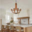 Lustres de style bougie rustique Luminaires suspendus de style rétro en bois et en similibois à 8 lumières pour la salle à manger, le vestibule, l'entrée, le salon-788309436-788309434