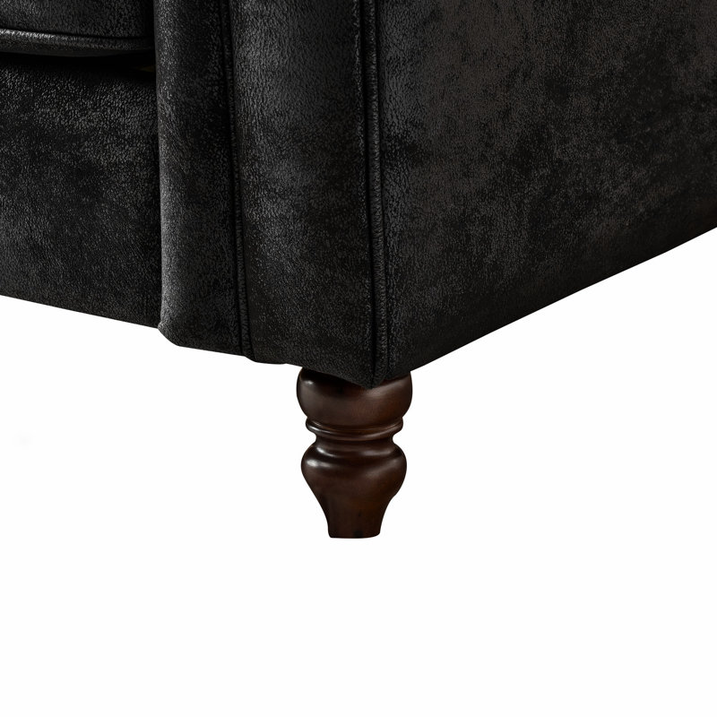 Canapé à 5 places en tissu noir Mid-Century moderne, en rouleau, pour salon, bureau, appartement, bois de pin et rembourré de mousse 3 + 2 places noir