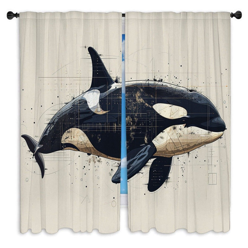 Rideaux de fenêtre Killer Whale, L 20 po x L 52 po