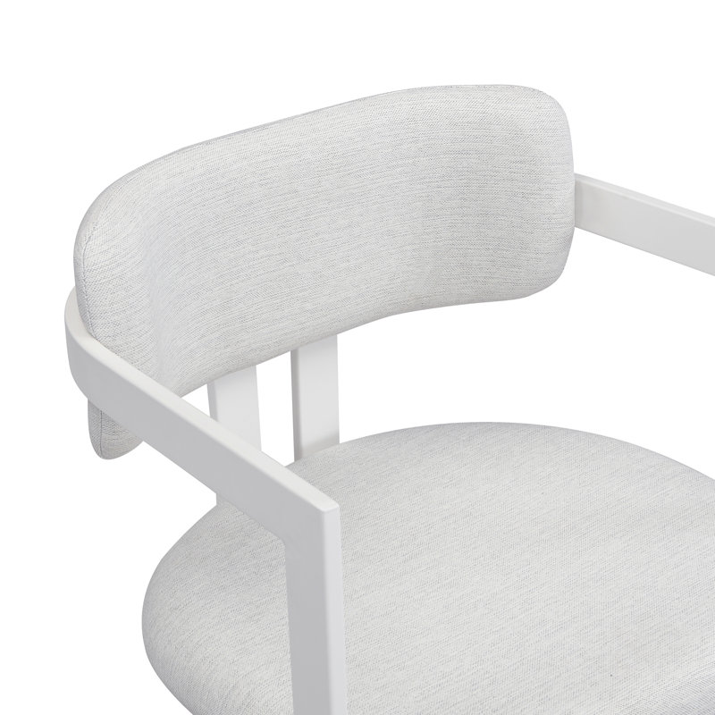 Ensemble de 2 chaises de salle à manger rembourrées en tissu avec structure en métal, capacité de poids de 265 lb, Blanc